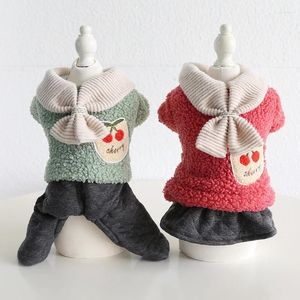Dog Apparel Cherry Pocket Couple Wear 2024 Fall/Winter Cat Clothes Pet Puppy