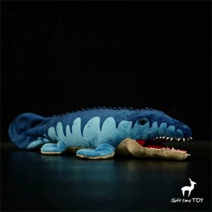 Film tv plushing giocattolo mosasaur ad alta fedeltà anime carino giurassic plushhie oceano dinosauro peluche giocattoli per animali life simulazione bambola imbottita bambola kawai giocattolo 240407