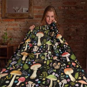 Blankets Beautiful Cottage Floral Illustration Retro Forest Mushroom Blanket