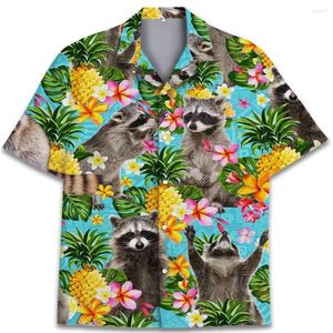 メンズカジュアルシャツフローラルアボカドリーフシャツ服3Dプリントハワイアンビーチ短袖