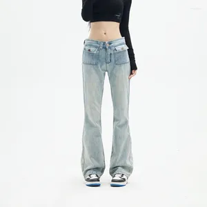 Pantaloni da donna bootcut blu jeans bassa jeans design retrò retrò dimagring autunno streetwear women