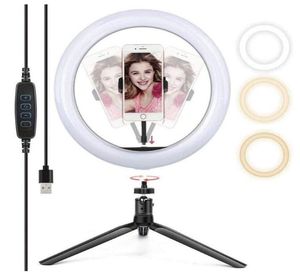 10 tum LED -ringljus med stretchbar stativstativ selfie stick dimbar bordslampa för smink live stream6903933