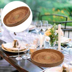 Plates Coffee Table Rattan Storage Basket Black Dresser Rustic Tray Wear-resistant Fruit Plate