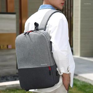 Mochila uma mochila Um negócio masculino à prova d'água de 14 polegadas, bolsa de laptop de pano de grande capacidade de carregamento USB de grande capacidade