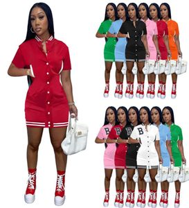 Designer Womens Casual Dresses Summer Short Sleeve Button Medium Sports Basketball Dress Skinny Kirt Sportwear3163826