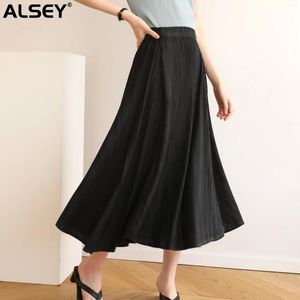 Skirts ALSEY Miyake Pleated High-waisted Half-skirt Spring Fall Temperament Commuter Elegant Fashion Korean Medium-length Halfskirt