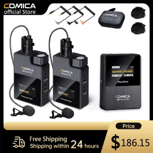 Microphones Comica Boomxd 2.4GワイヤレスマイクデュアルチャネルラペルマイクコンデンサーPCスマートフォンカメラ用ラバリエマイクYouTube