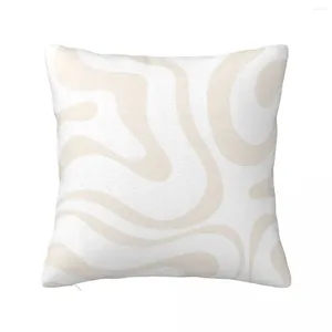 Pillow Liquid Swirl Modern Abstract Pattern In White And Light Ecru Beige Throw Cover Pillowcases For Pillows