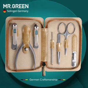 Riposa il mr.green 7pcs in 1 strumento per unghie impostati per kit manicure in acciaio inossidabile tagliata a pedicure regali per unghie portatili per donne