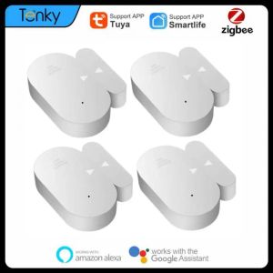 Detector Tuya Smart Home ZigBee Janela do sensor de porta aberta/Fechar detectores com alarmes Proteção de segurança compatível com Alexa Google Home