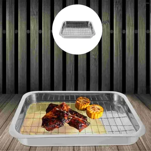 Ta ut containrar Turkiet Roaster Pan rostfritt stål Bakeware BBQ GRILL GRIDDLE PLATE BAKING TRAY PIT