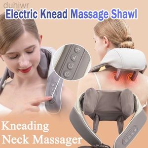 Massageador de corpo inteiro amassar massagem cervical xale pescoço músculos de ombro estimulador de compressão quente massageador elétrico Relax Corpo Anti-Fatiga Cuidados de Saúde 240407