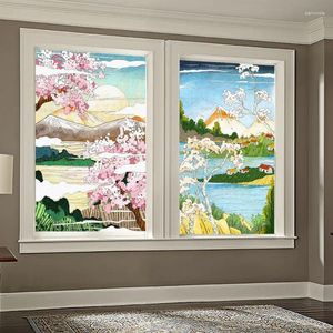 Window Stickers Japanese Style Static Cling Privacy Film Frosted Translucent Glass Toilet Bathroom Stained Films