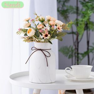 Dekorativa blommor Bukett Peony Fake Flower Silk Tea Rose Chrysanthemum Wedding Home Decoration