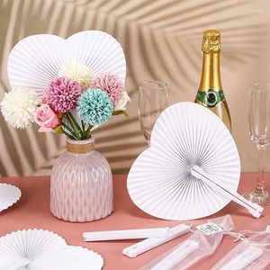 Decorative Figurines White Heart Shaped Fan Dream Wedding Party Decoration Plastic Handle Paper Fans Souvenirs DIY For Wall And Table