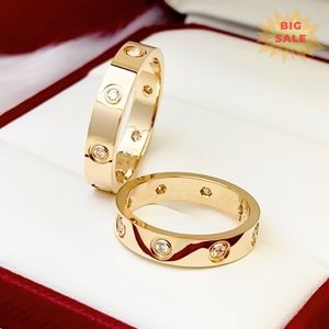 MENS Womens Love Ring Man 4mm 5mm 6mm Wedding High Quality 925S 18K Storlek 5-11 Luxury Diamond Rose Silver Engagement med Box Crtir Designer Gold Band Rings for Woman