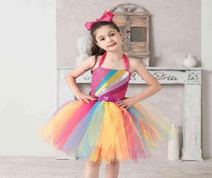 Jojo Siwa Tutu Dress with Hair Bow Rainbow Girls Princess Dress Kids Tutu Dresses Girls Holiday Birthday Party Costume Gifts G12158846480