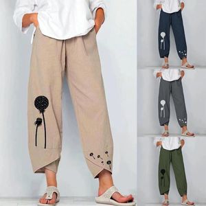 Women's Pants Dandelion Flowers Print Womens Wide Leg Trousers Girdle Elastic Waist Casual Women Lady Business