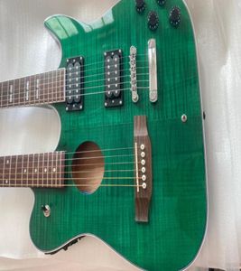 1958 Slash Crossroads Crossroads Double Neck Acoustic Guitars Green Flame Maple Maple Top Guitar China Eq Back preto escuro 7282800