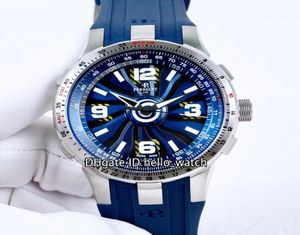 Ograniczony nowy stalowy pilot turbiny A10851 Blue Dial Automatyczna męska skala tachymetru pojawia się stalowa ramka błękitna guma 9917908