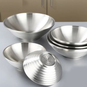 Japanese Double Heat Insulation Cold Noodles 201/304 Stainless Steel Restaurant Soup Ramen Bowl