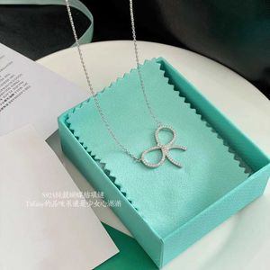 Designer Brand Tiffayss Bow Necklace with New Small and Popular Design High Grade 925 Collar Chain Versatile for Womens Style
