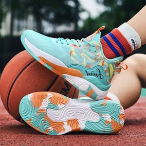 Basketball Shoes High Top Large Size Rubber Sole Anti Slip and Wear-resistant Mens Fly Woven Mesh Surface Breathable Running Shock Absorption