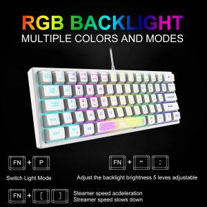 Keyboards K61 RGB Wired Keyboard 60 Percent 62 Keys Ergonomic Gaming Laptop Keyboard Office Keyboard