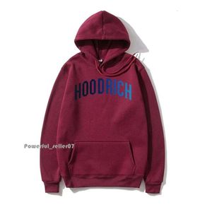 Hoodrich 2023 Winter Sports Hoodrich Phoodie Men Hoodrichトラックスーツレタータオル刺繍冬のスウェットシャツパーカーカラフルな青いソリッドジャケット8953