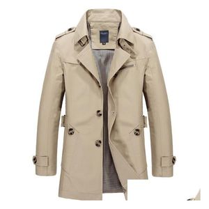 Herren Trench Coats Herbst Herbst Winter Mann mit mittlerer Mantel Männer Kleidung Schlanker Fit Mantel Langarm 2021 Designer großer Größe 5xl Drop de dhcwh