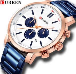 Curren Mens Watches Top Brand Luxury Fashion Casual Chronograph Datum Rostfritt stål Sport Militär Manlig klocka Vattentät 30M4830465