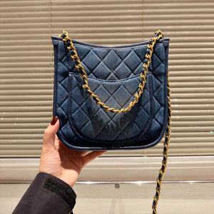 CC Designer Womens High Quality Washed Denim Hobo Bag Underarm Bag Diamond Plaid Quilted Thread Leather Shoulder Bag Crossbody Bag Handbag