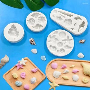 Backformen Marine Theme Kuchen Fondant Silikonform Muschelschatzschild Seestern Korallenformen zum Dekorieren von Cupcake Topper Candy Chocolate