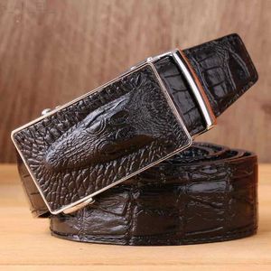 Belts New Fashion Business Belt Mens Luxury Genuine Leather Crocodile Belt Mens Design Belt Mens High QualityC240407