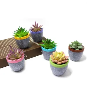 Fiori decorativi bordi lisci 6 pezzi attraenti mini pianta in vaso simulazione traspirante bonsai di facile cura dell'arredamento da giardino