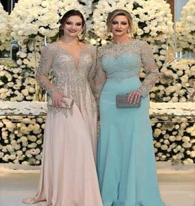 2022 plus size mãe039s vestidos major mamãe mamãe da noiva bainha jóia elegante bling mangas compridas Party Evening6446041