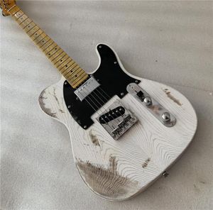 Factory Custom White Electric Guitar with Vintage Styleash BodyChrome HardwaresBlack PickGuardoffer Customized4343015