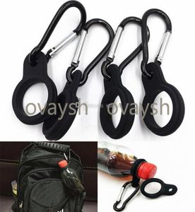 Vattenflaskhållare med Hang Buckle Carabiner Clip Nyckelring Fit cola flaska formad för daglig eller utomhusanvändning Silikonbärare8688988