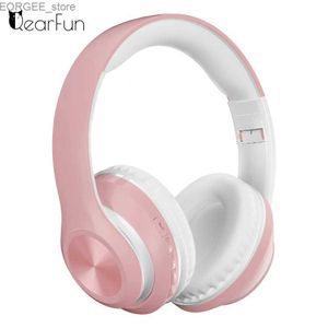 Aurberi per cellulari Cuffie wireless per bambini con microfono rosa rosa per le ragazze del gambo da gioco per il gamer cuffia bluetooth per bambini lady regalo y240407