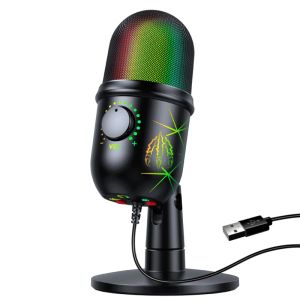 Microfones RGB USB Condenser Microfone Profissional Vocals Stream