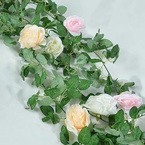 Flores decorativas 1pc 175cm Flor artificial rosa pendurada folhas de videira falsa folhas para casa de decoração de casamento diy guirlanda de parede