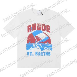 Rhude Shirt INS Hot Spring Summer T Shirt American Luxury Rhudes deskorolka męska designerka T shirt kobiety mężczyźni zwykłe dobre rhudes T-shirt 153