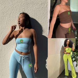 2024 New Tracksuits Fashion Casual Pants Two Piece Set Embroidered Flower Bra High Waist High Quality