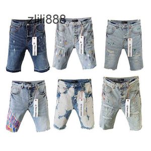 Lila Jeans Shorts Herren Jeans passen Patch Vintage Not gerissen zerstörte Stretch Biker Denim Black Slim Hip Hop Hosen für Männer Jean