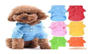 100 Cotton Pet Clothes Soft Breattable Dog Cat Polo Tshirts Pet Apparel For Spring Summer Fall 6 Färger 5 Storlekar i lager JMMUX2189222