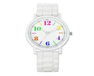 Colourful Dial Silicone Rubber Soft Bands Watches Fashion Whole Kids Children Boys Girls Students Quartz Gift Designer Watches7024154