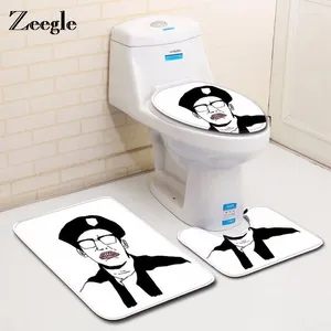 Bath Mats Zeegle 3D Portrait Pattern Bathroom Set Carpet Absorbent Non-Slip Pedestal Rug Lid Toilet Cover Mat Toler Decor