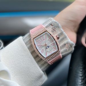 Yüksek kaliteli kadınları izleyin Otomatik mekanik kuvars izle 39.8mm elmas takvim izle lastik şerit su geçirmez montre de lüks bayan saatler