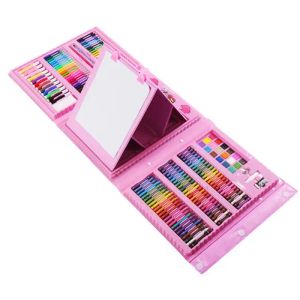 Sets 208 Stücke Zeichnung Kunst Kit Aquarell Zeichnung farbige Bleistifte Skizzenkissen Kunstzubehör für Lackschule School Kid Stationerie