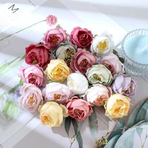 Dekoratif Çiçekler 10/30 PCS Camellia Bud Rose Yapay İpek Çiçek Başı Ev Dekoru için Doğum Günü Partisi Aksesuarları Diy Bahçe Vazoları Sahte